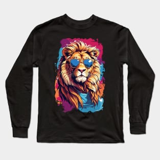 Cool Lion in Sunglasses Long Sleeve T-Shirt